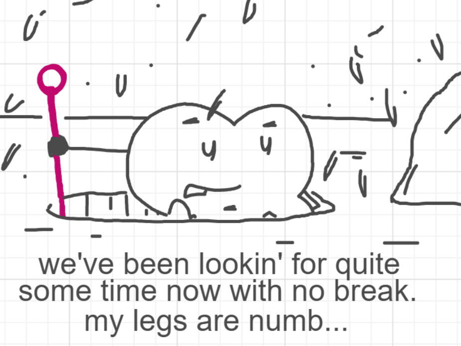 A panel from I've Been Everywhere, Man, episode nine of the Board Boards object show by Furretwalk/WalkingFurret.