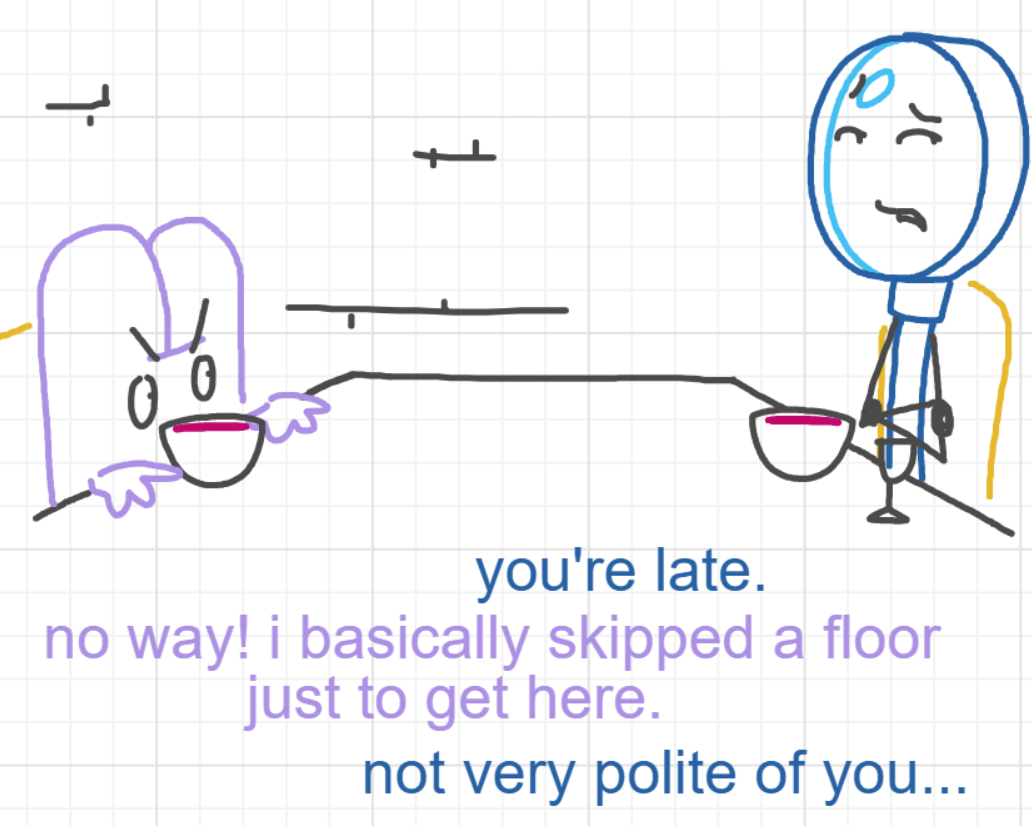 A panel from I've Been Everywhere, Man, episode nine of the Board Boards object show by Furretwalk/WalkingFurret.