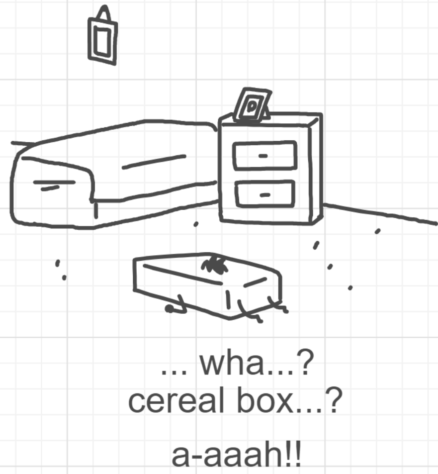 A panel from Murder On The What, episode six of the Board Boards object show by Furretwalk/WalkingFurret.