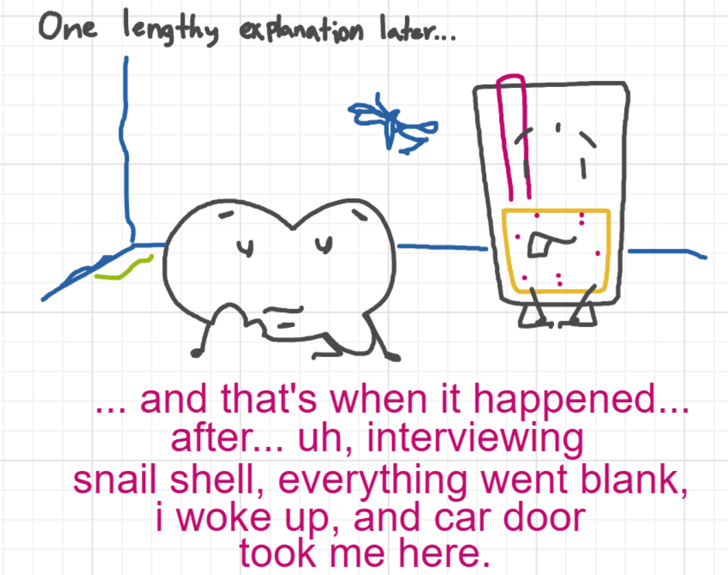 A panel from Murder On The What, episode six of the Board Boards object show by Furretwalk/WalkingFurret.