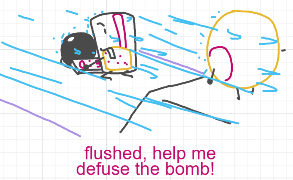 A panel from Murder On The What, episode six of the Board Boards object show by Furretwalk/WalkingFurret.