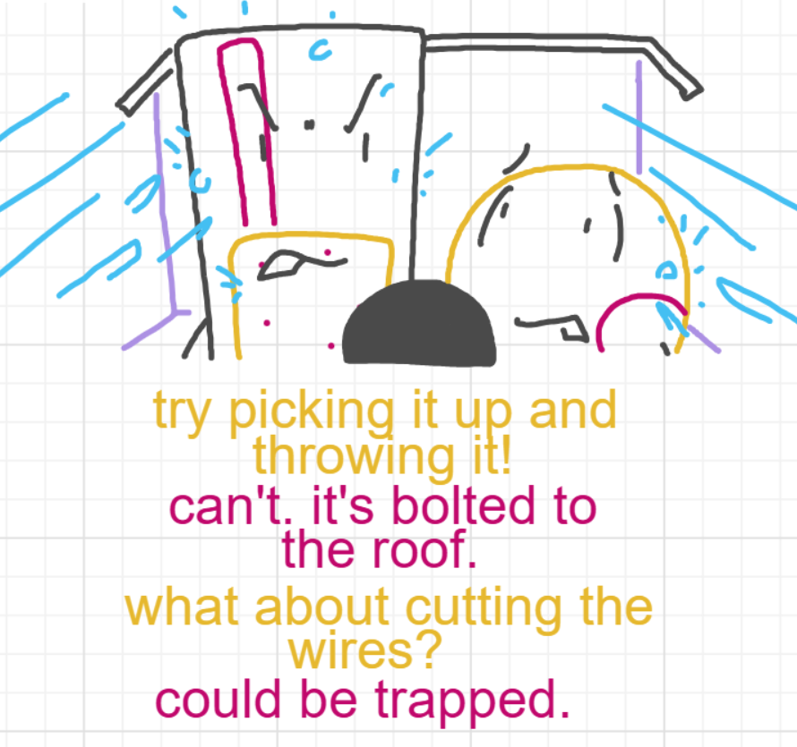 A panel from Murder On The What, episode six of the Board Boards object show by Furretwalk/WalkingFurret.