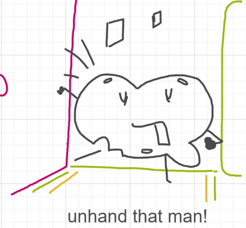A panel from Murder On The What, episode six of the Board Boards object show by Furretwalk/WalkingFurret.