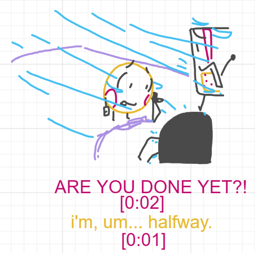 A panel from Murder On The What, episode six of the Board Boards object show by Furretwalk/WalkingFurret.