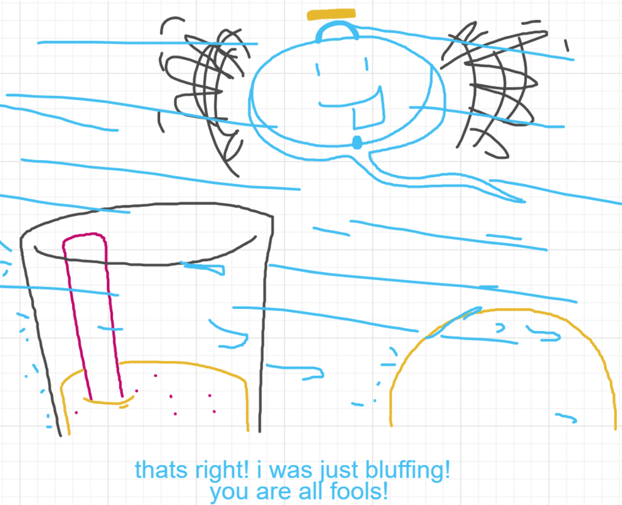 A panel from Murder On The What, episode six of the Board Boards object show by Furretwalk/WalkingFurret.