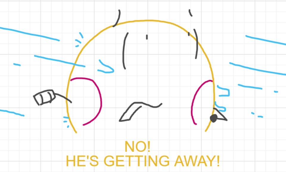 A panel from Murder On The What, episode six of the Board Boards object show by Furretwalk/WalkingFurret.