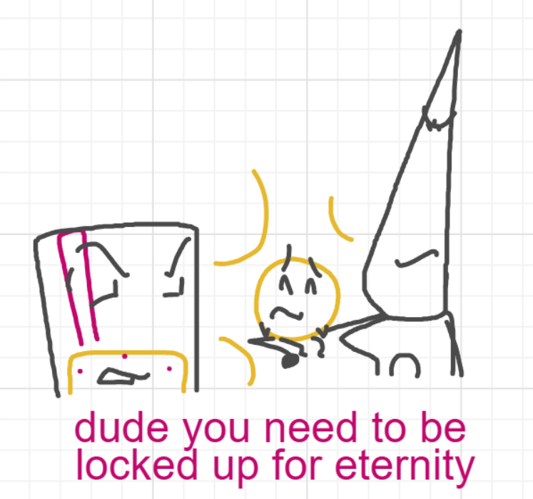 A panel from Murder On The What, episode six of the Board Boards object show by Furretwalk/WalkingFurret.