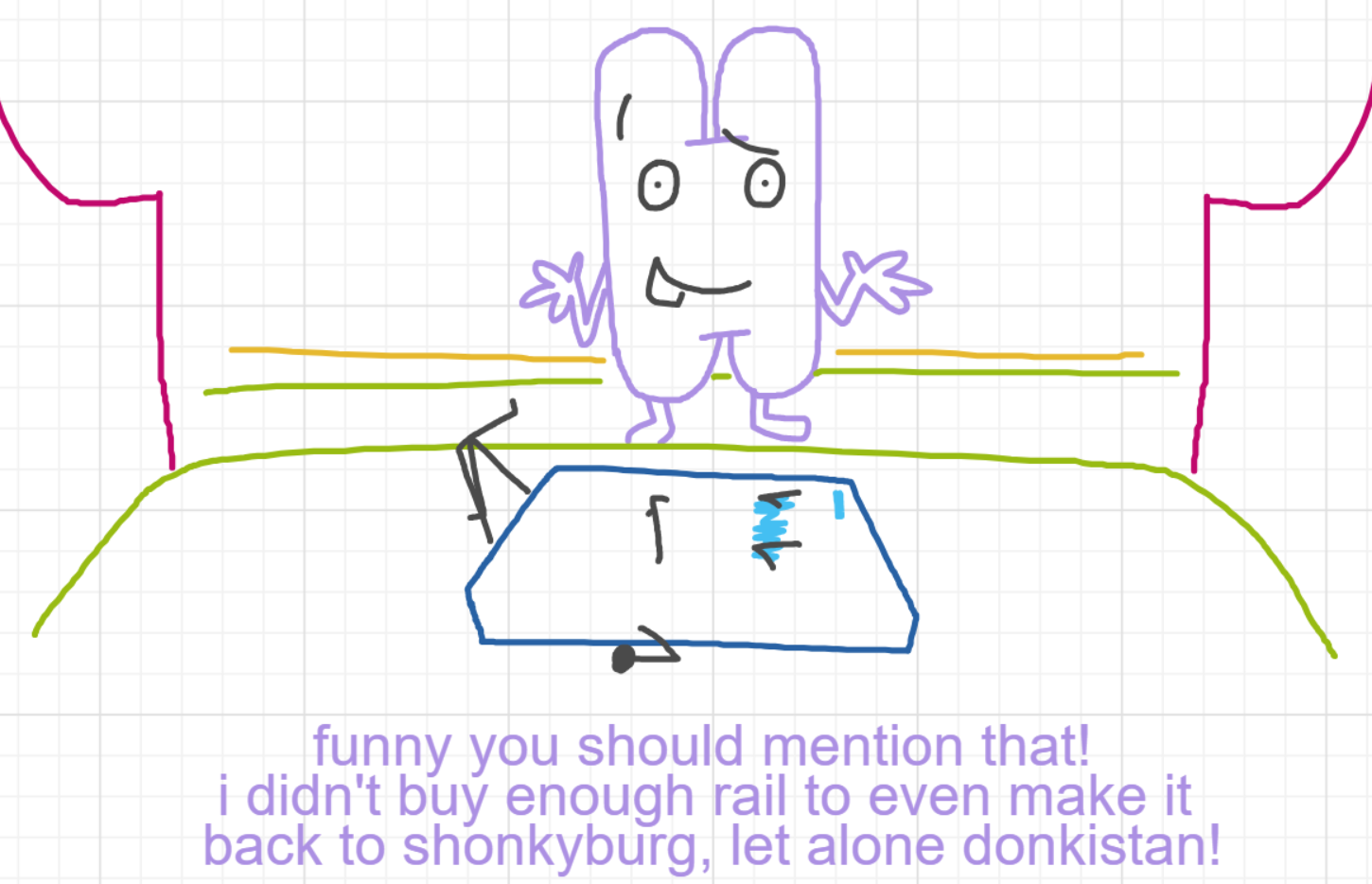A panel from Murder On The What, episode six of the Board Boards object show by Furretwalk/WalkingFurret.