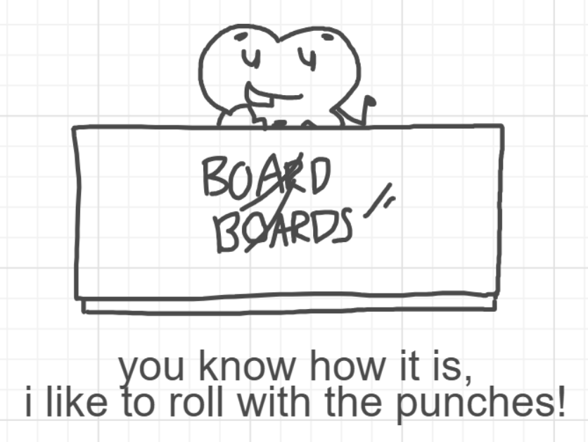 A panel from Murder On The What, episode six of the Board Boards object show by Furretwalk/WalkingFurret.