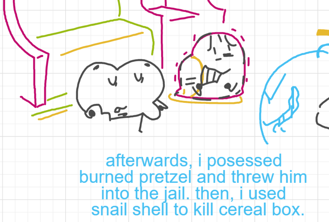 A panel from Murder On The What, episode six of the Board Boards object show by Furretwalk/WalkingFurret.