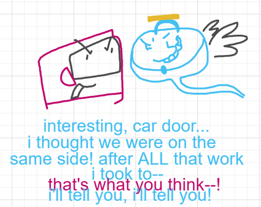 A panel from Murder On The What, episode six of the Board Boards object show by Furretwalk/WalkingFurret.