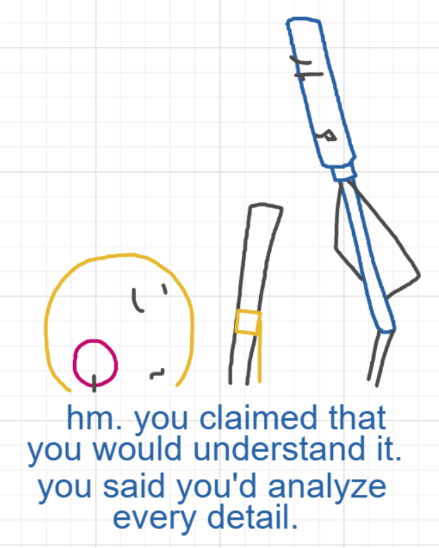 A panel from Murder On The What, episode six of the Board Boards object show by Furretwalk/WalkingFurret.