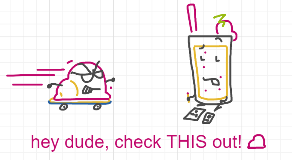 A panel from Running Duos, episode four of the Board Boards object show by Furretwalk/WalkingFurret.