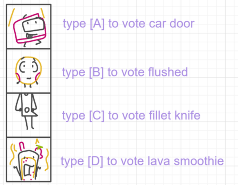 A panel from Running Duos, episode four of the Board Boards object show by Furretwalk/WalkingFurret.